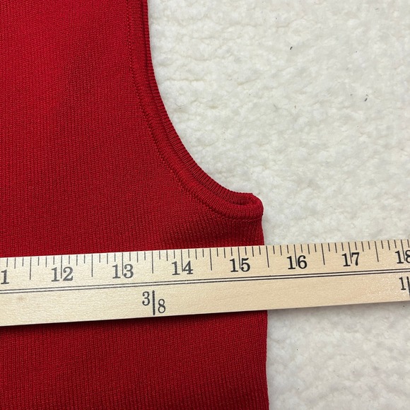 Ted Baker Tank Top Womens M Red Salsa V-Neck Ribbed Knit Shell Sleeveless 251201 - Picture 5 of 8